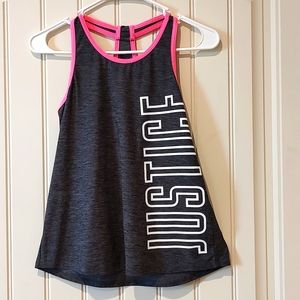 Girls Justice Tank Top, T-back straps with wordmark taping on front